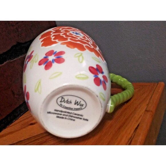 Dutch Wax Coastline Imports Hand Painted Ceramic Coffee Cup Mug Floral Design - Picture 5 of 9